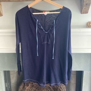 Dark navy loose fit top from Anthropologie. Size small